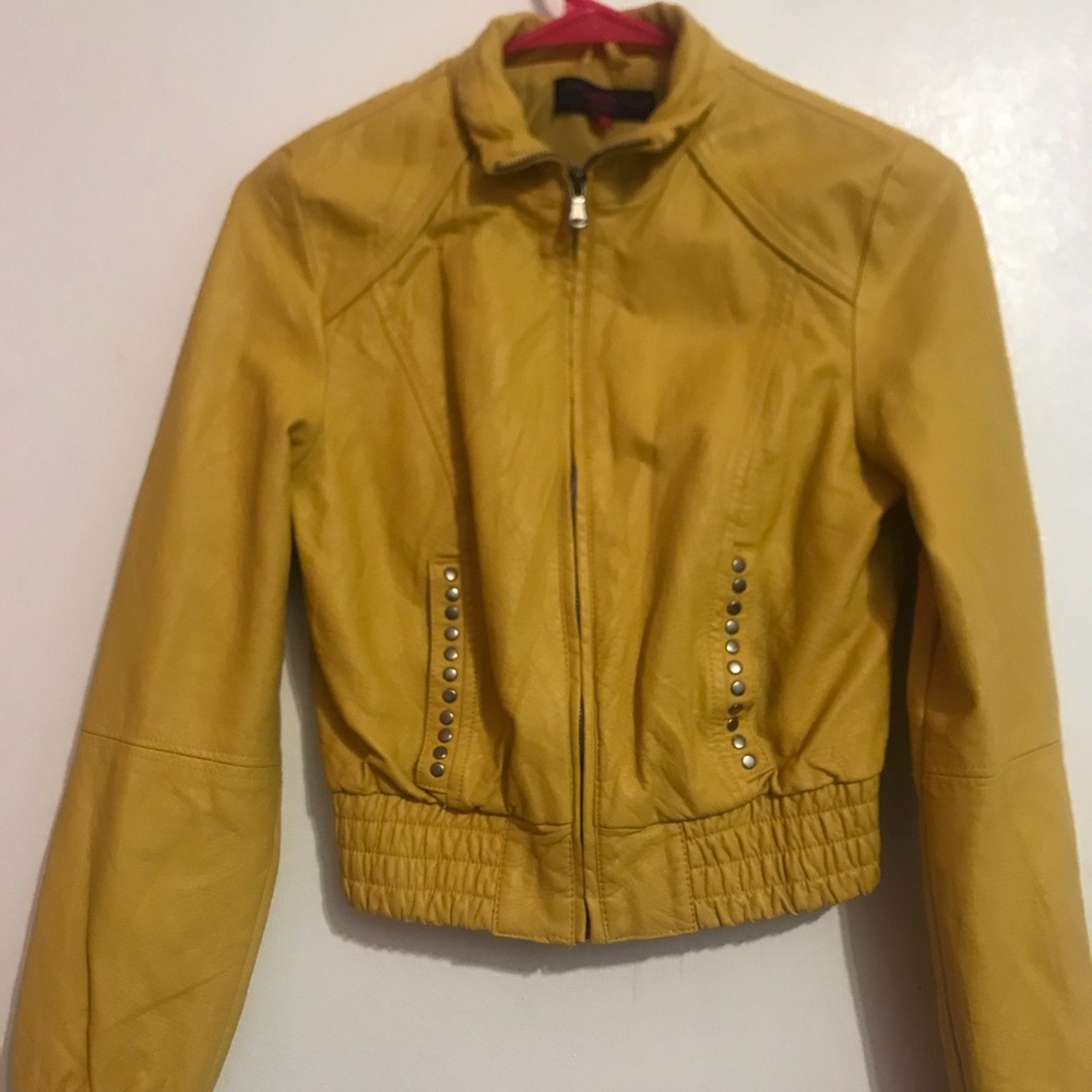 Yellow Faux leather jacket